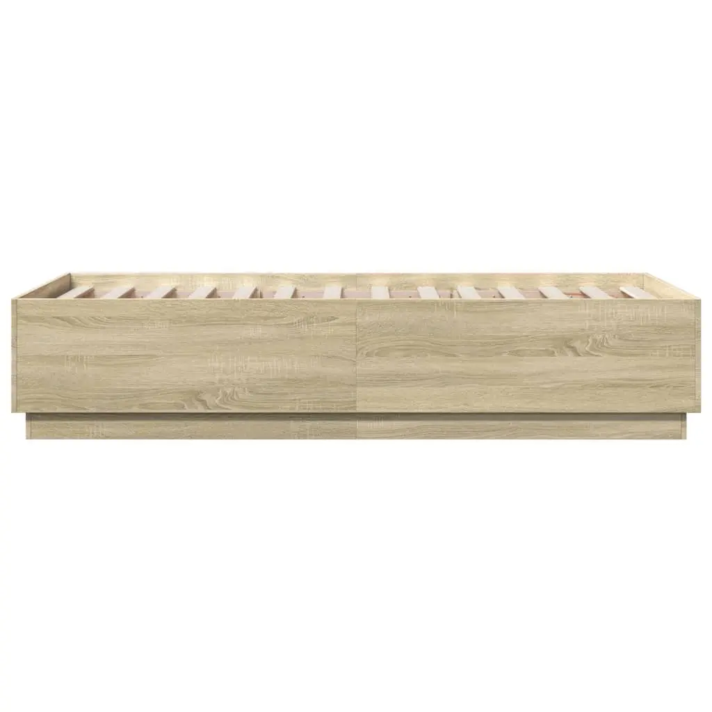 Sonoma Oak Bed Frame with RGB LED Lights 90x190cm