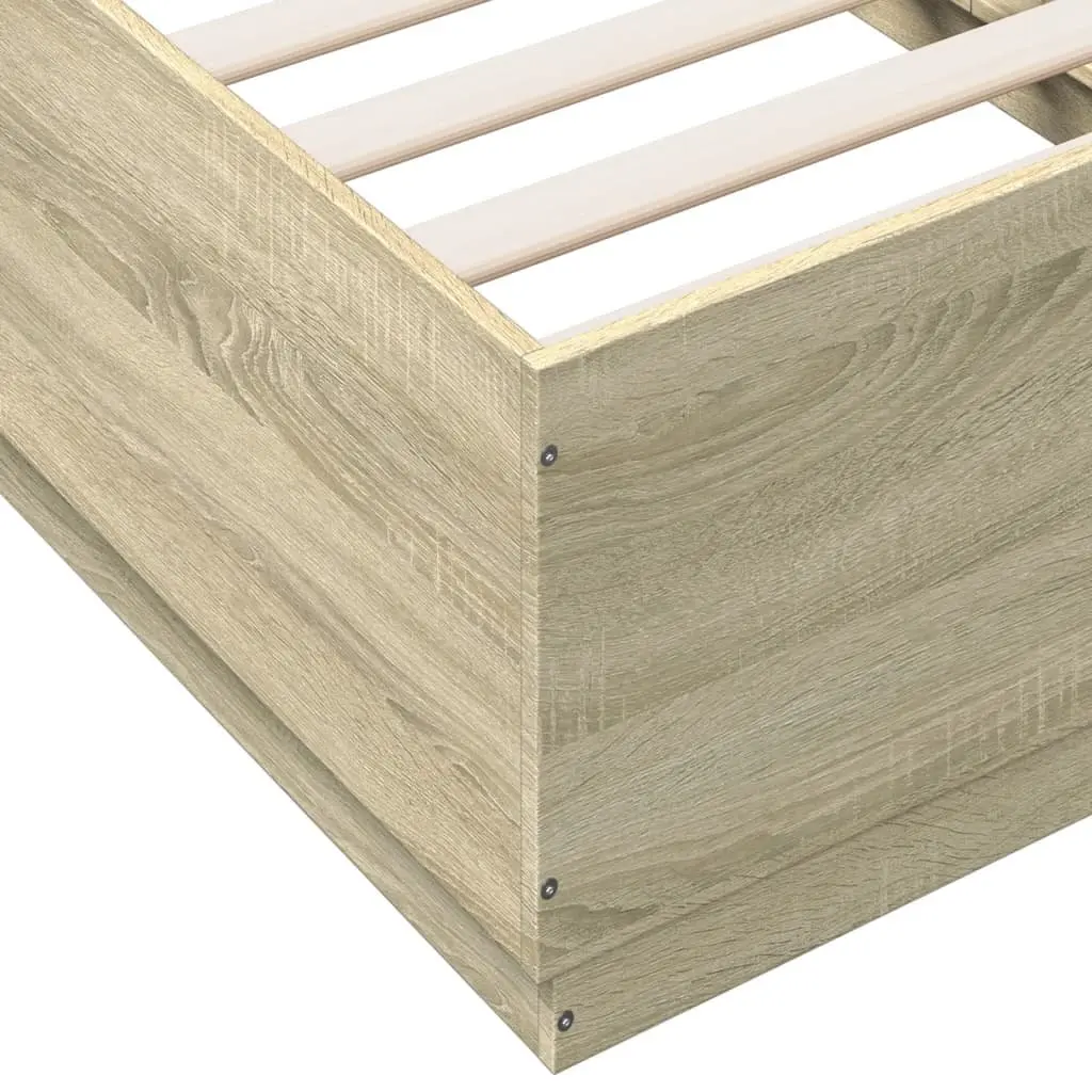 Sonoma Oak Bed Frame with RGB LED Lights 90x190cm