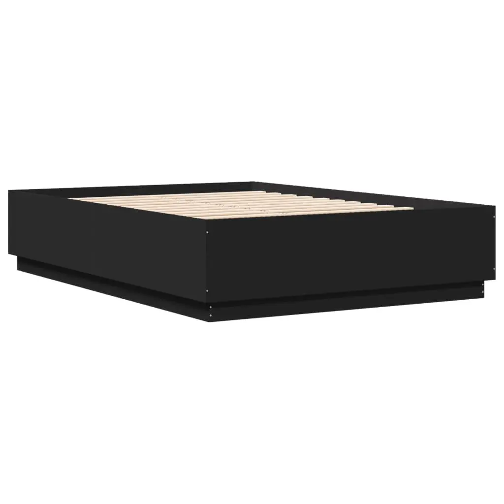 Queen Size Black Bed Frame with Slatted Base