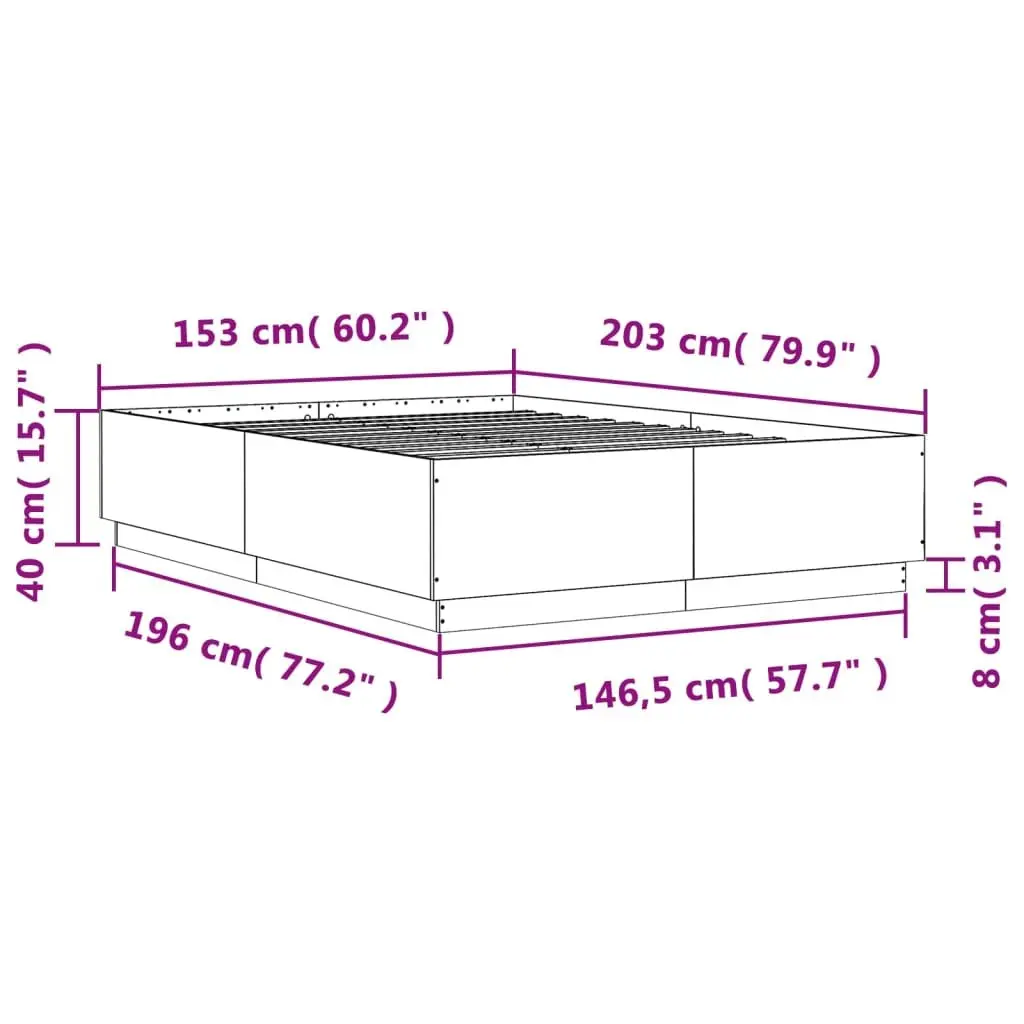 Queen Size Black Bed Frame with Slatted Base