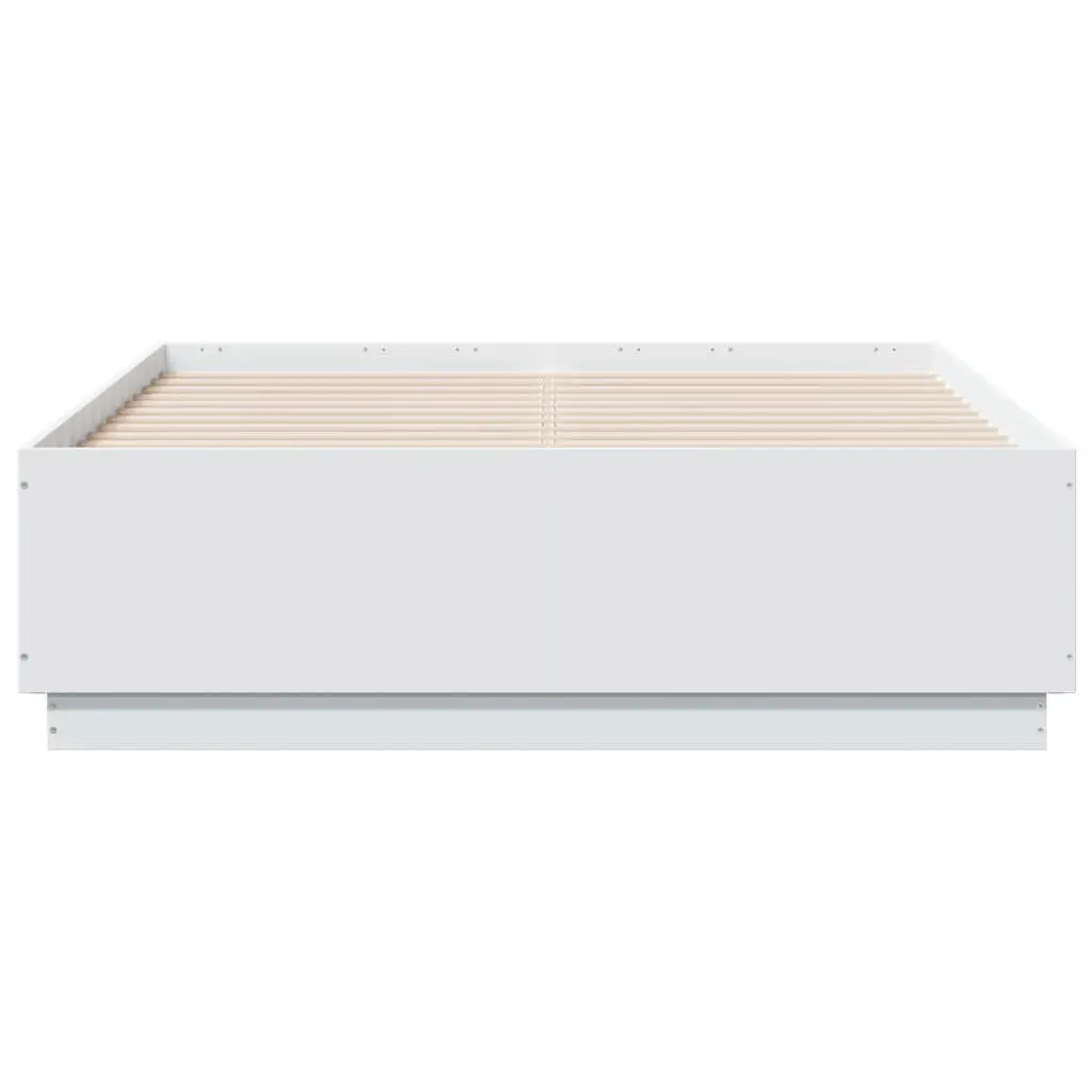 White Bed Frame 135x190 cm Modern Engineered Wood