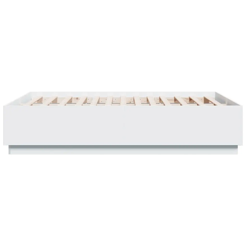 White Bed Frame 135x190 cm Modern Engineered Wood