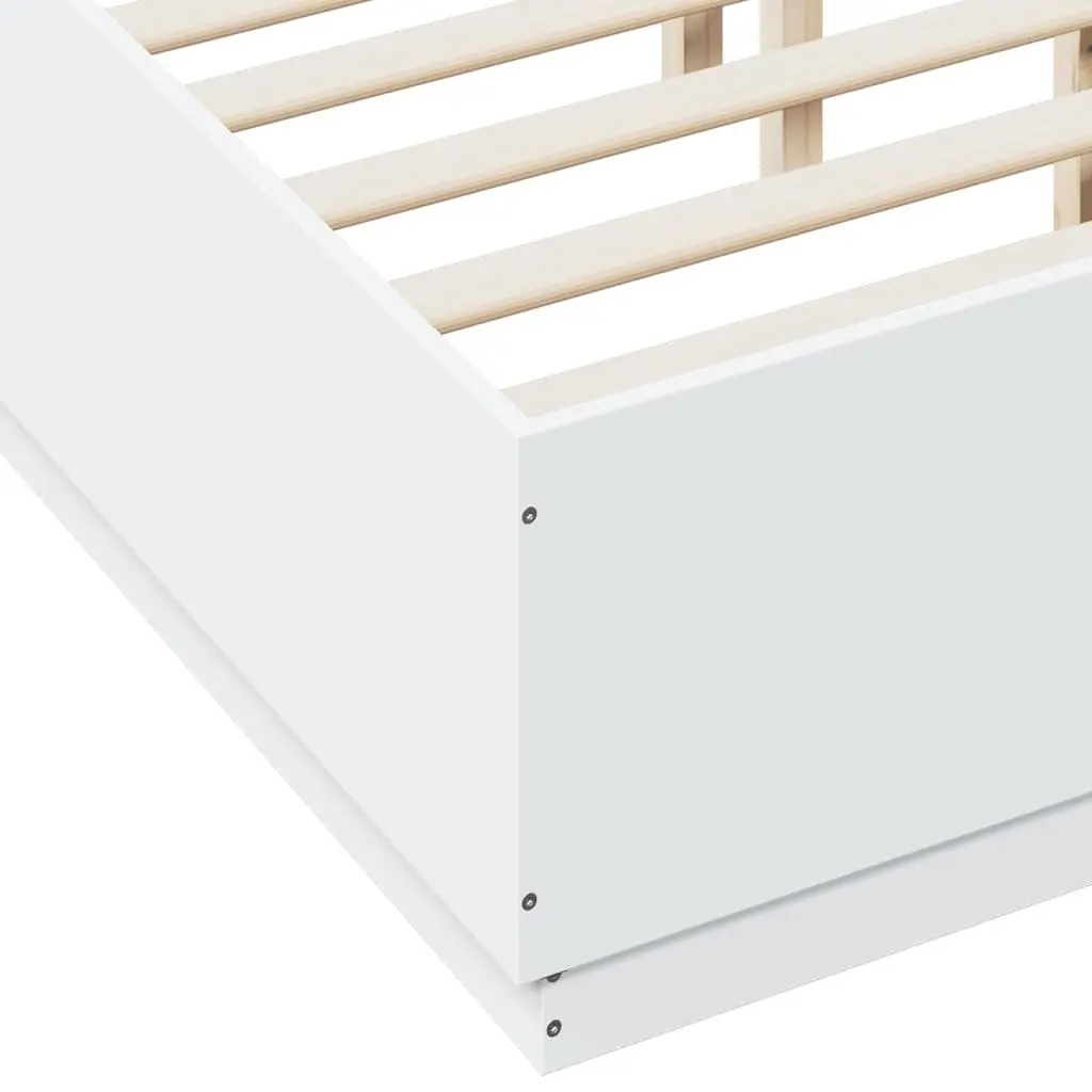 White Bed Frame 135x190 cm Modern Engineered Wood