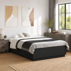 Black Bed Frame 135x190cm with Slatted Base