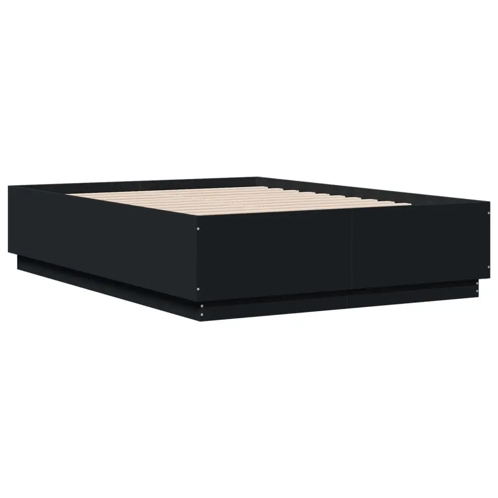 Black Bed Frame 135x190cm with Slatted Base