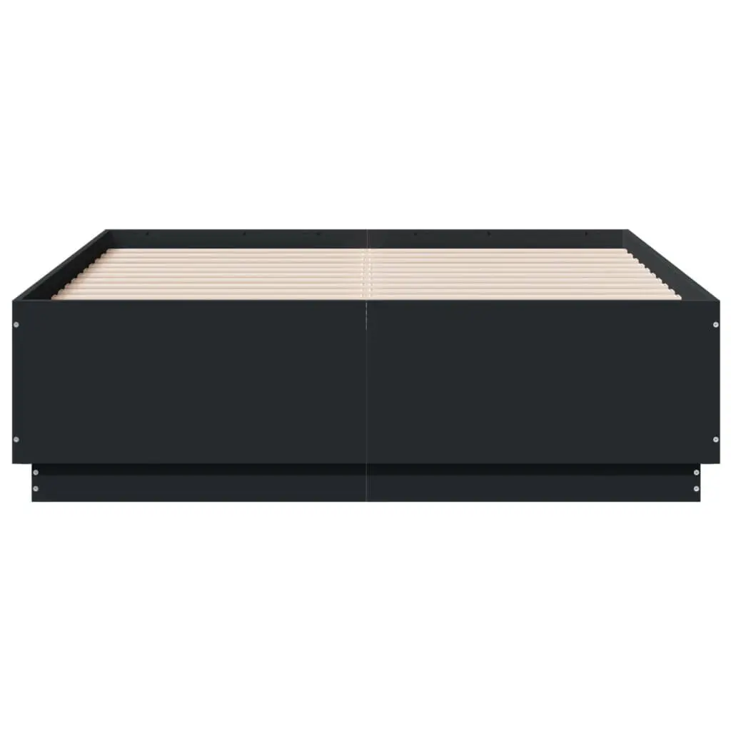 Black Bed Frame 135x190cm with Slatted Base
