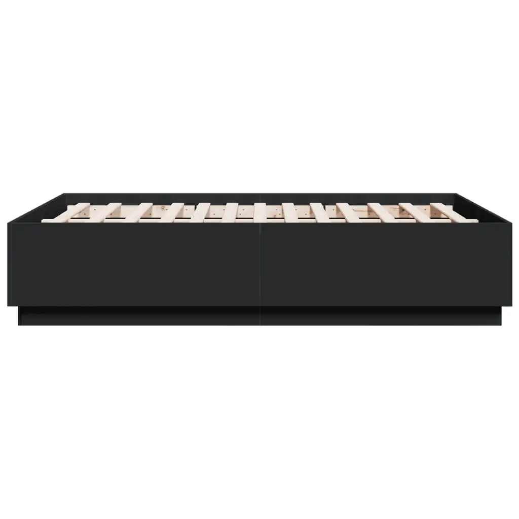 Black Bed Frame 135x190cm with Slatted Base