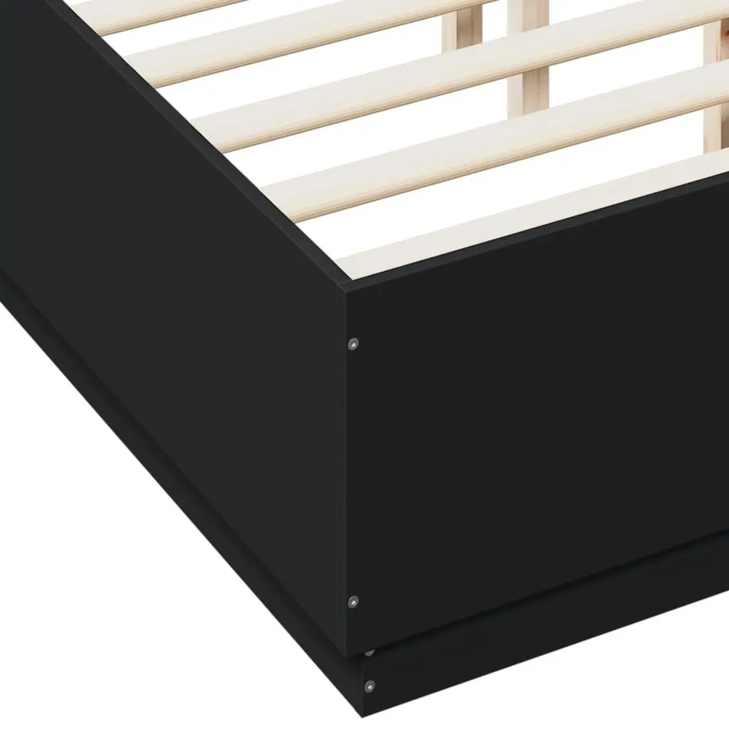 Black Bed Frame 135x190cm with Slatted Base