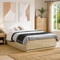 Warm Brown Engineered Wood Bed Frame 135x190 cm