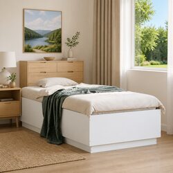 White Modern Bed Frame 90x190 cm with Slatted Base