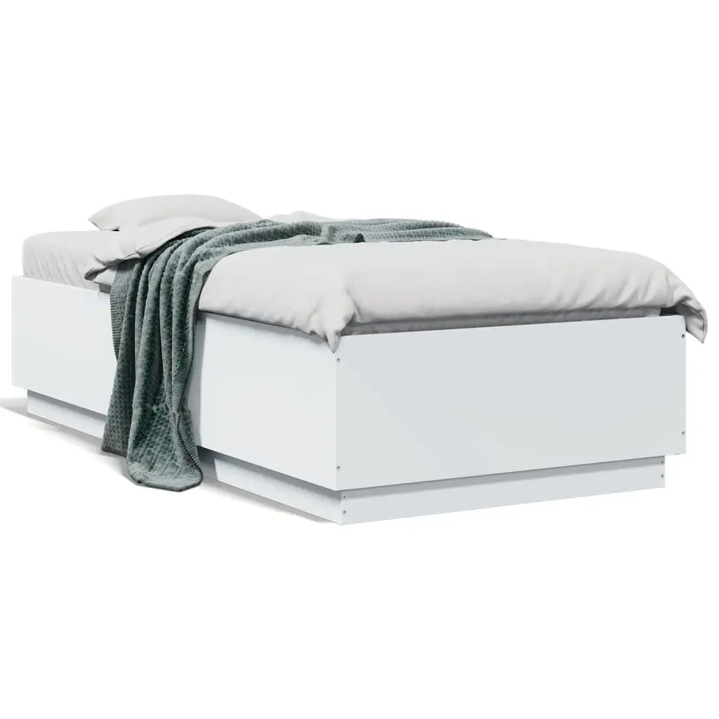 White Modern Bed Frame 90x190 cm with Slatted Base