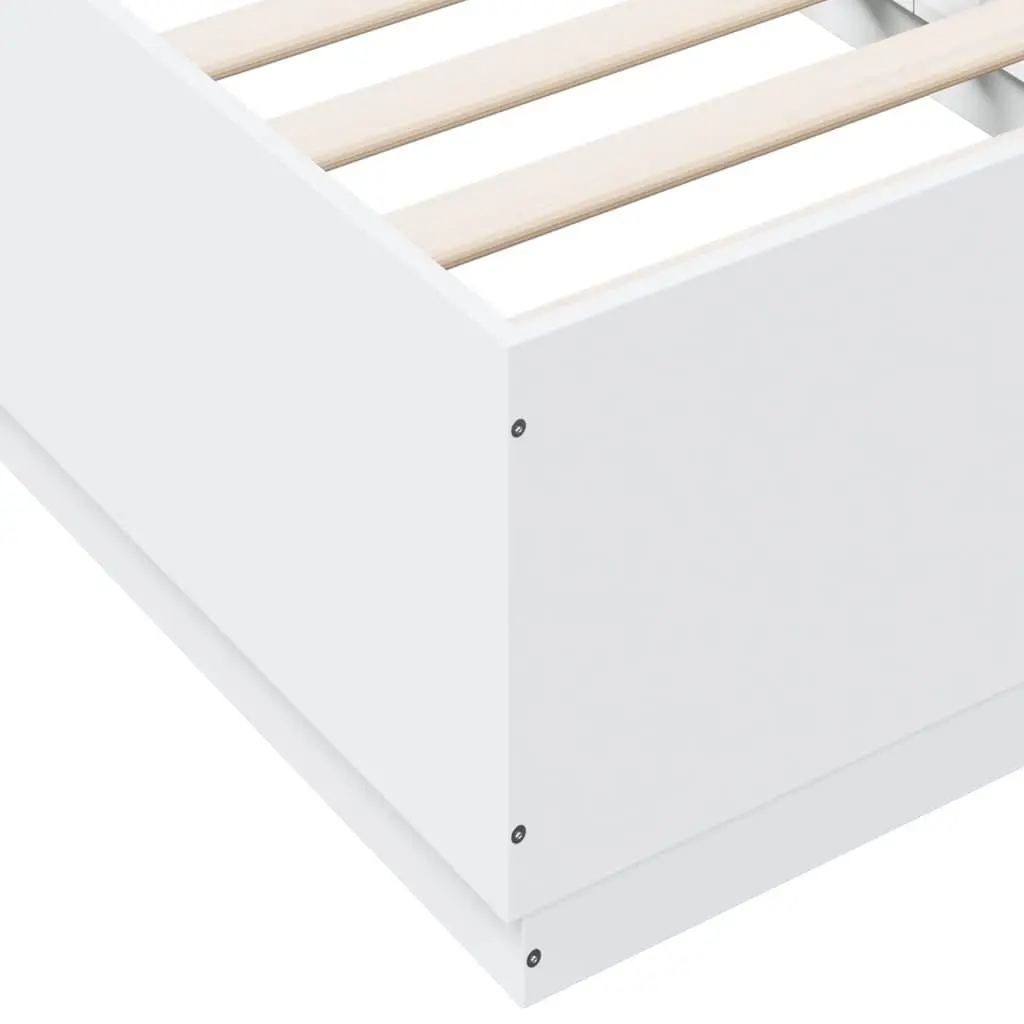White Modern Bed Frame 90x190 cm with Slatted Base