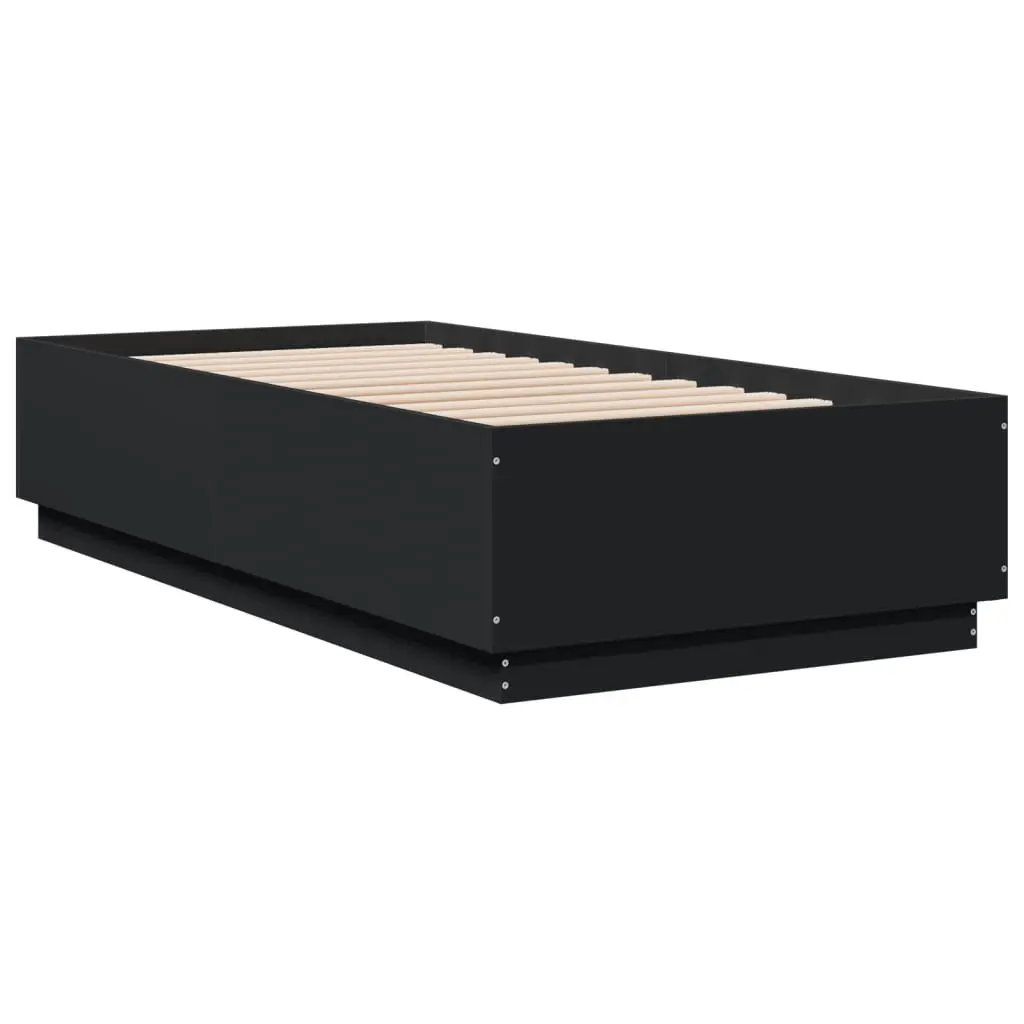 Black Bed Frame 90x190 cm with Slatted Base