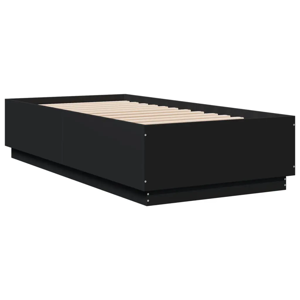 Black Bed Frame 90x190 cm with Slatted Base