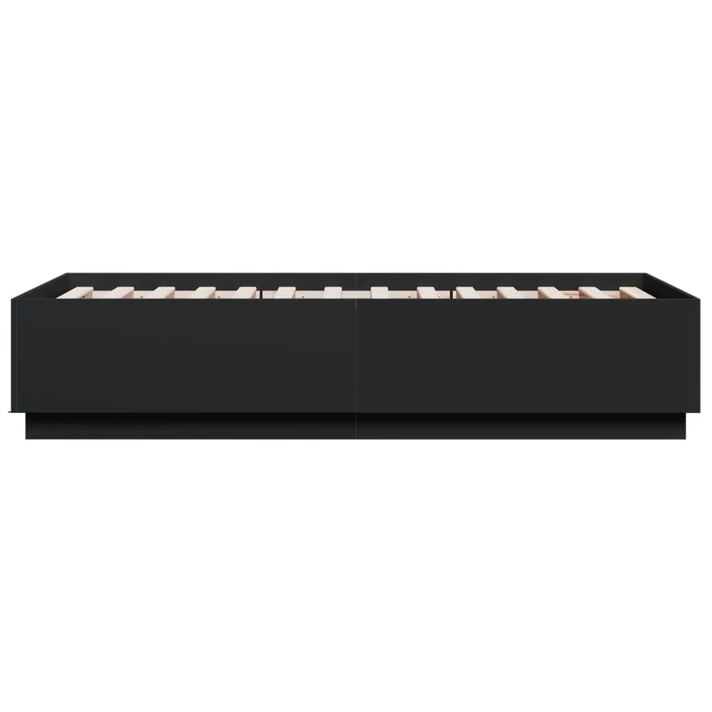 Black Bed Frame 90x190 cm with Slatted Base