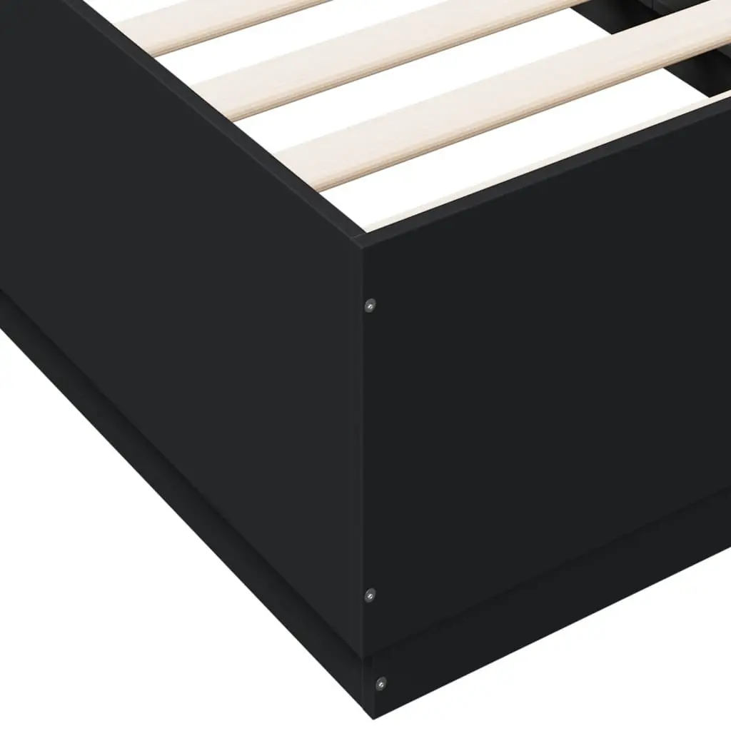 Black Bed Frame 90x190 cm with Slatted Base
