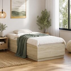 Sonoma Oak Brown Bed Frame 90x190 cm with Slatted Base