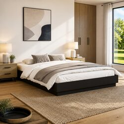 Black Bed Frame with RGB LED Lights 135x190cm