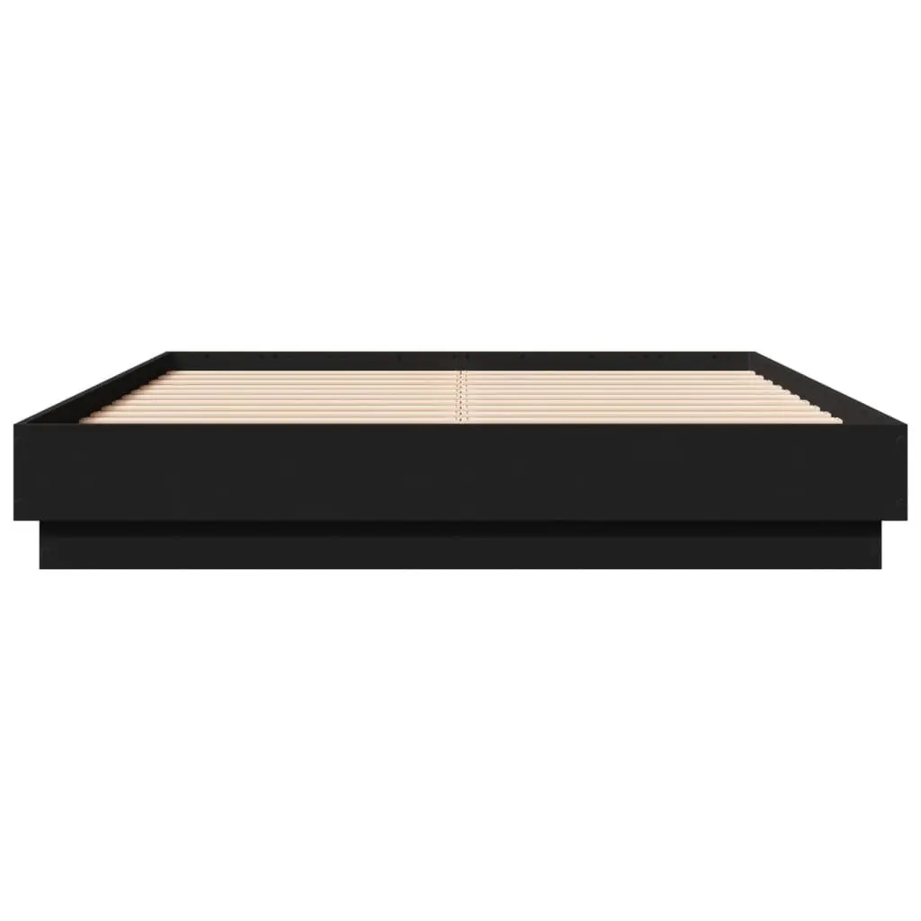 Black Bed Frame with Integrated RGB LED Lights