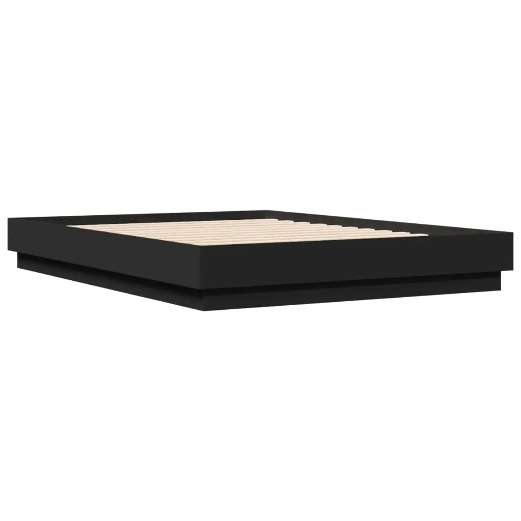 Black Bed Frame with Integrated RGB LED Lights