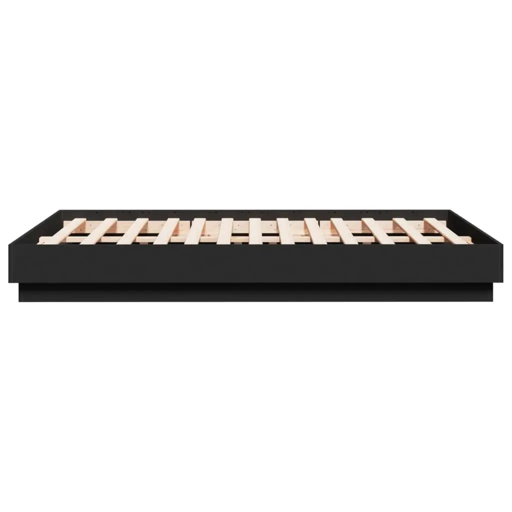 Black Bed Frame with Integrated RGB LED Lights