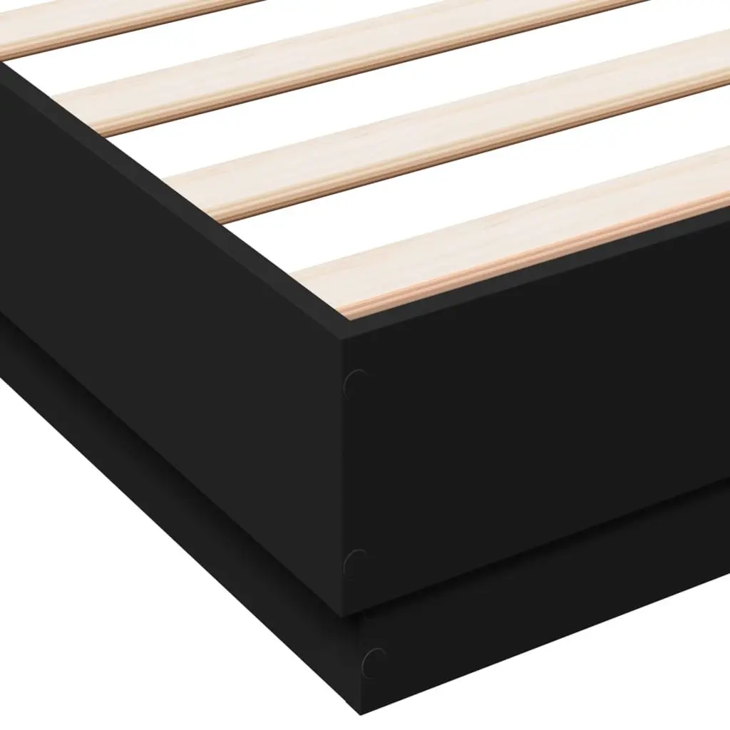 Black Bed Frame with Integrated RGB LED Lights