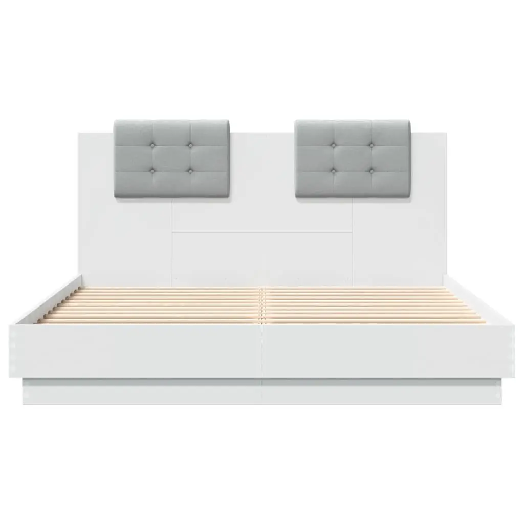 White Bed Frame with Headboard 150x200 cm