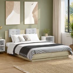 Brown Engineered Wood Bed Frame with Headboard 150x200cm