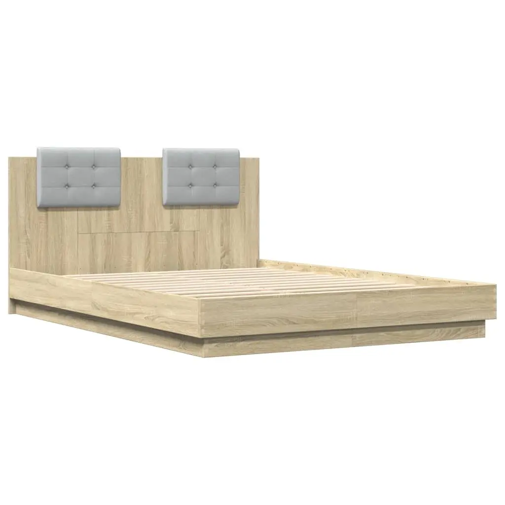 Brown Engineered Wood Bed Frame with Headboard 150x200cm