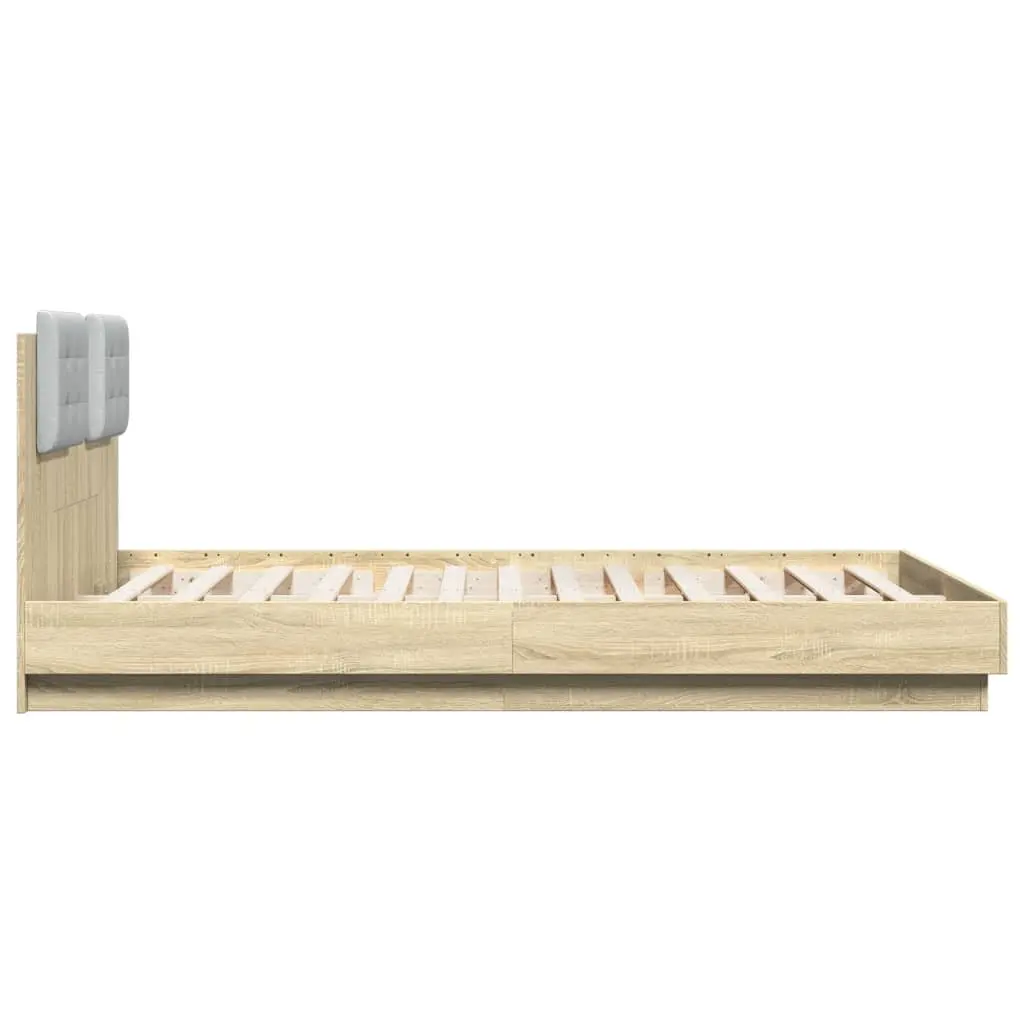 Brown Engineered Wood Bed Frame with Headboard 150x200cm