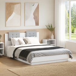 Inviting White Bed Frame with Headboard 135x190 cm
