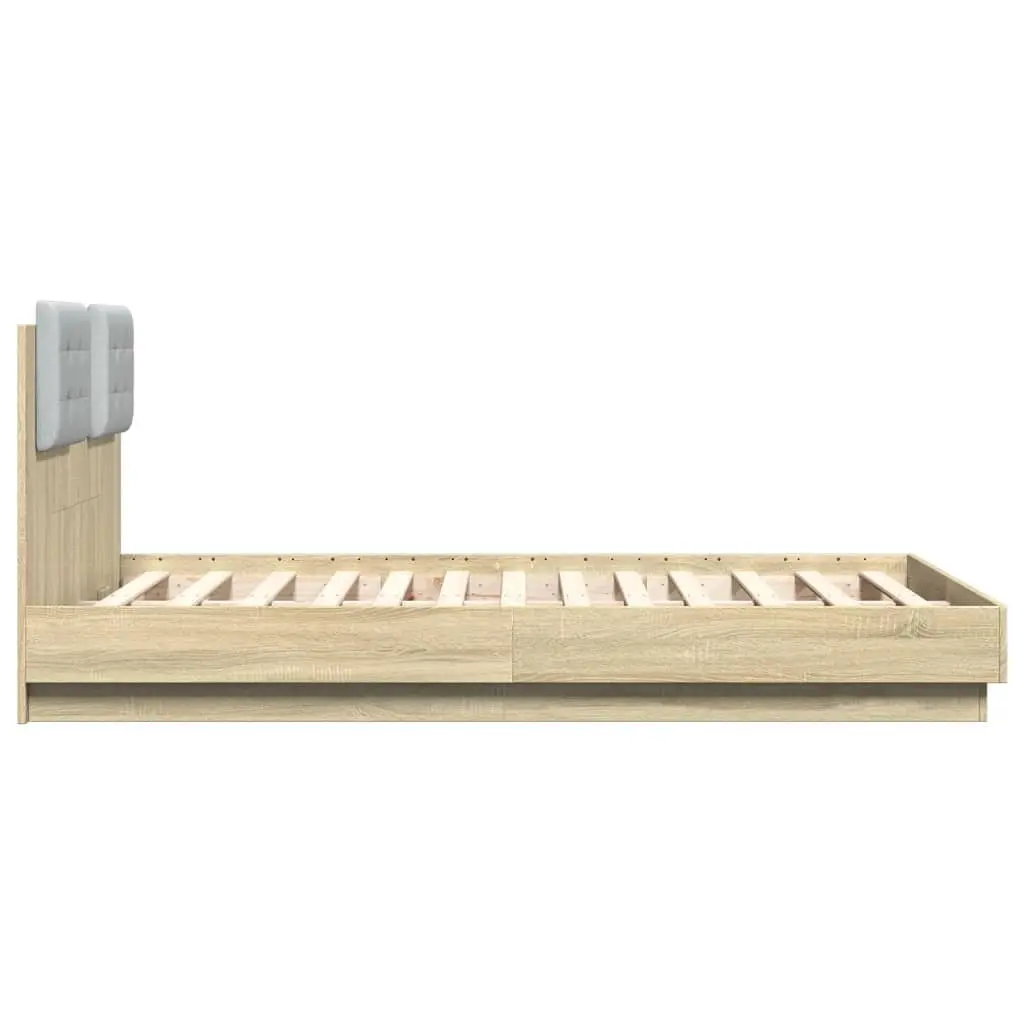 Sonoma Oak Bed Frame with Headboard 135x190 cm