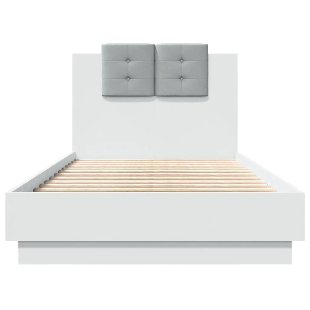 White Bed Frame 90x190 cm with Headboard