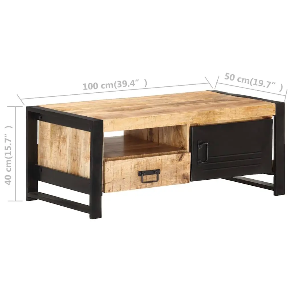 Coffee Table 100x50x40cm with Storage Door Drawer Shelf Industrial Living Room