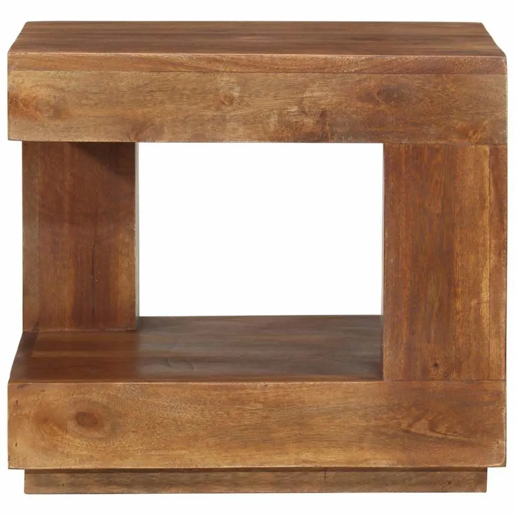 Solid Acacia Wood Coffee Table with Storage Shelf