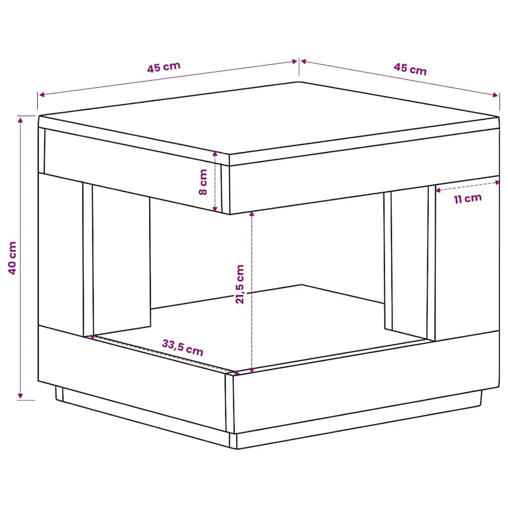 Solid Acacia Wood Coffee Table with Storage Shelf