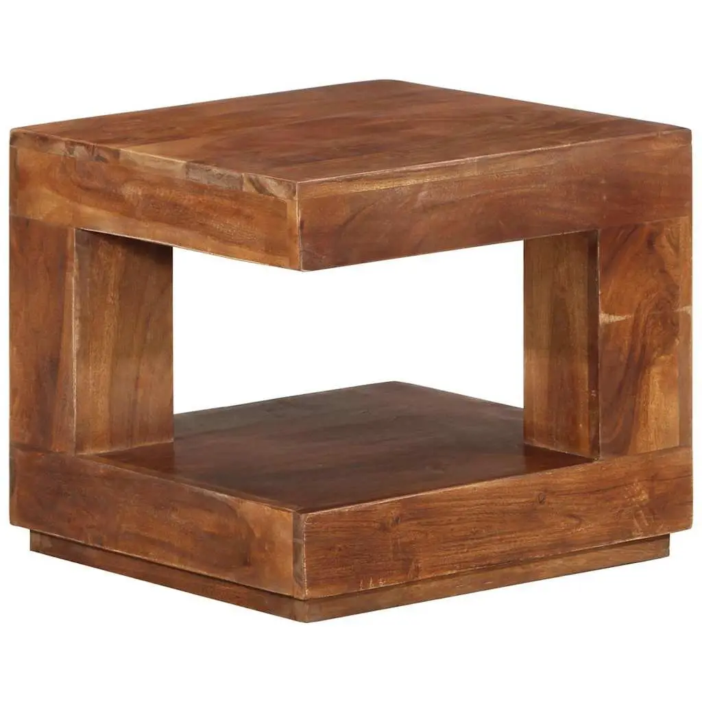 Solid Acacia Wood Coffee Table with Storage Shelf