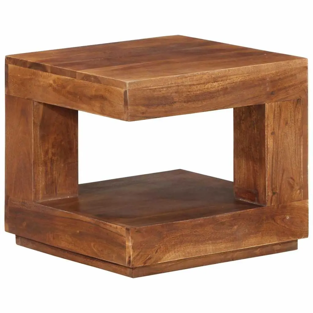 Solid Acacia Wood Coffee Table with Storage Shelf