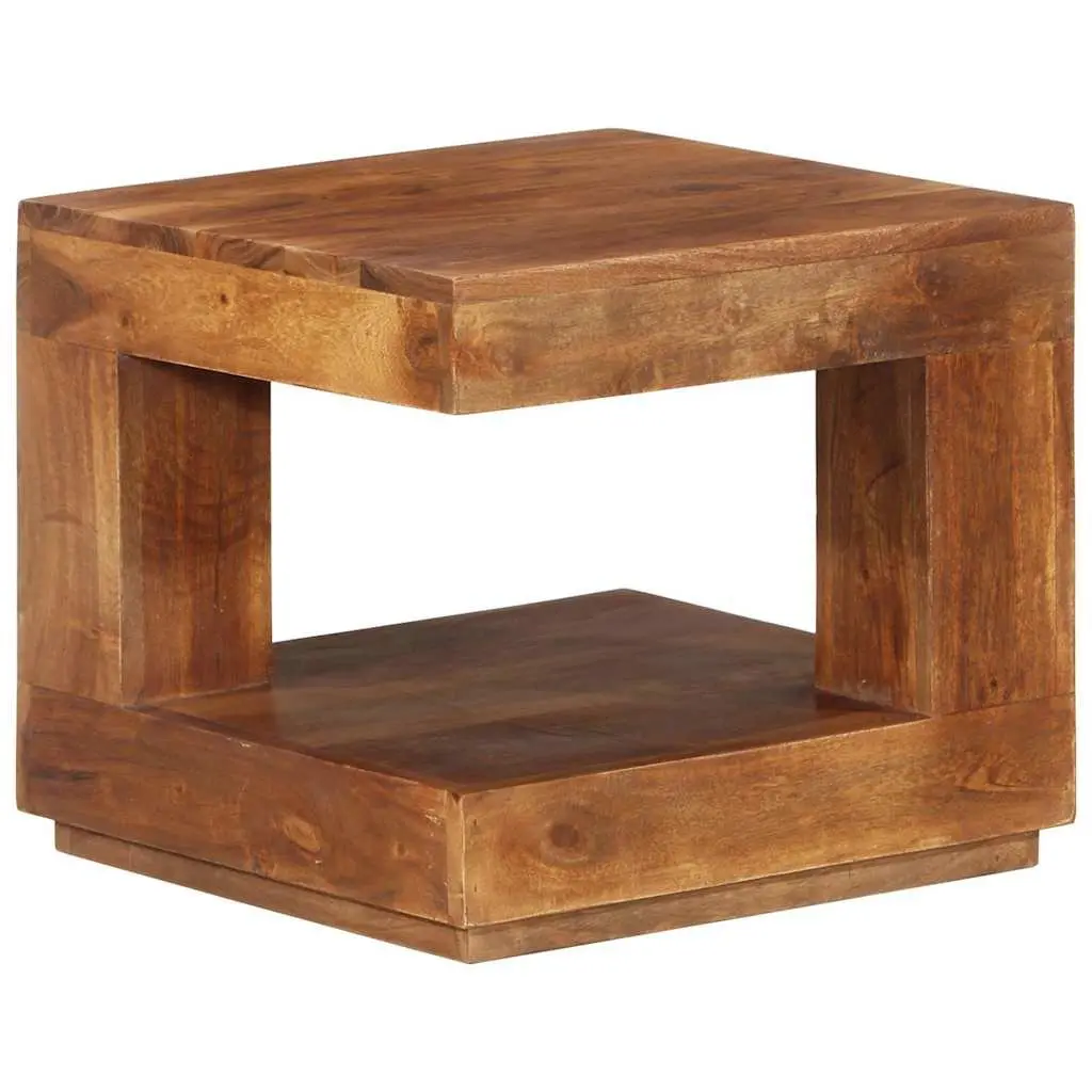 Solid Acacia Wood Coffee Table with Storage Shelf
