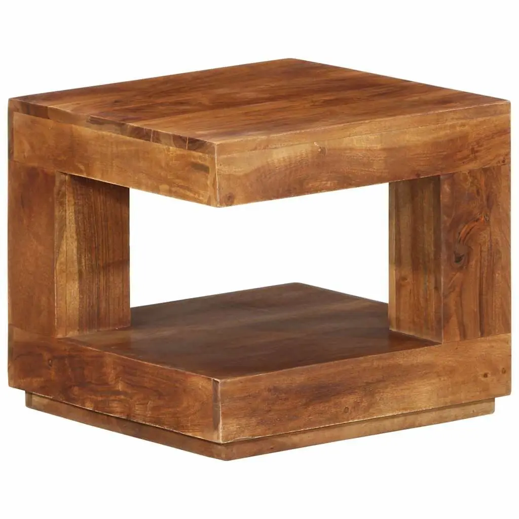 Solid Acacia Wood Coffee Table with Storage Shelf