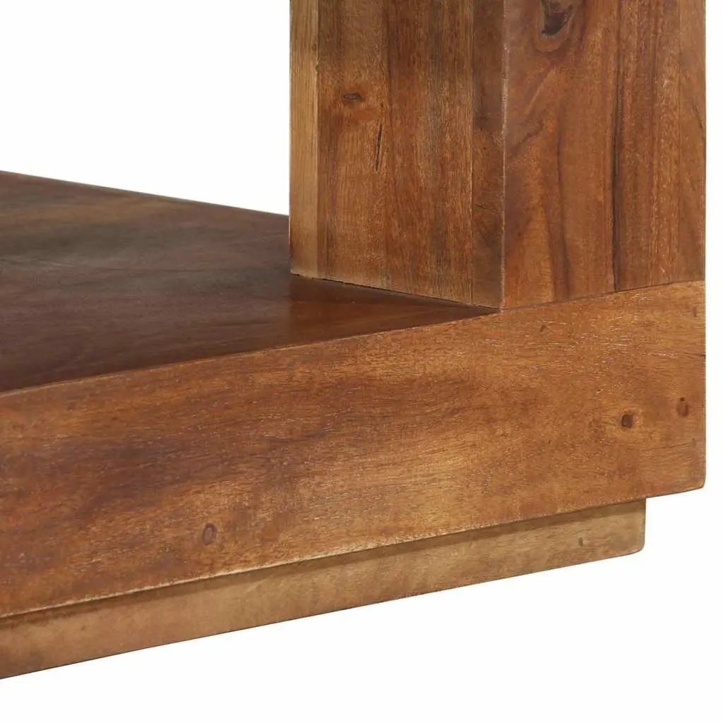 Solid Acacia Wood Coffee Table with Storage Shelf