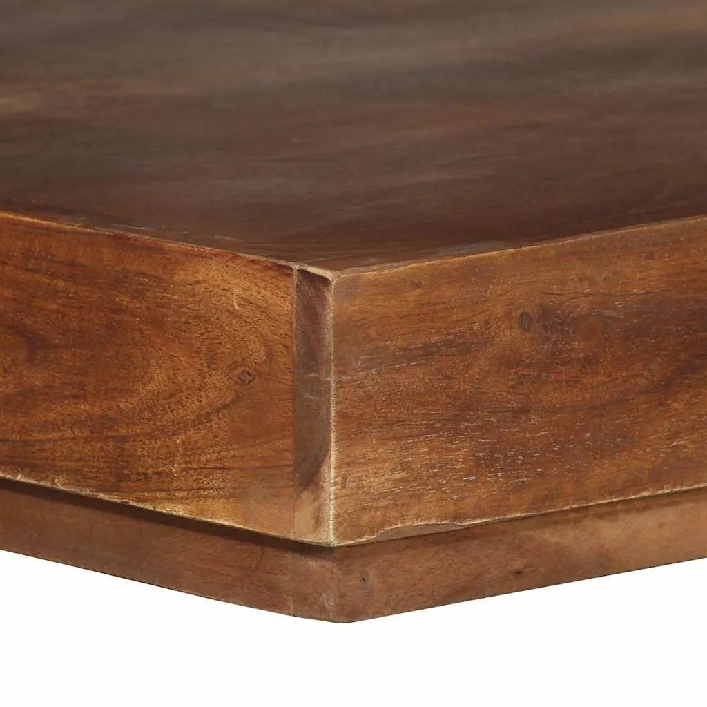 Solid Acacia Wood Coffee Table with Storage Shelf