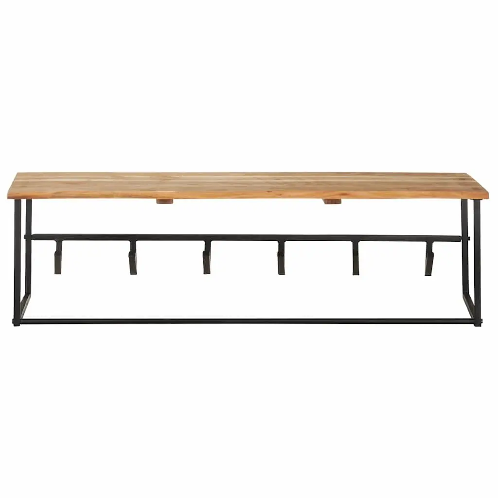 Wooden Peg Coat Rack with Shelf and 6 Hooks in Brown