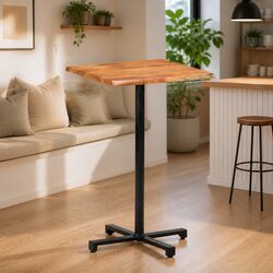 Warm Acacia Wood Bar Table with Live Edges 60x60x110cm
