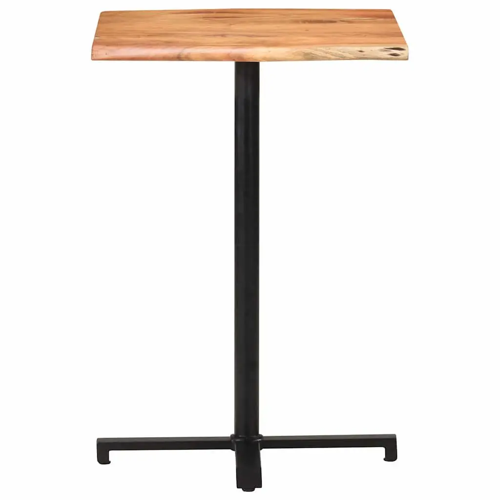 Bar Table Live Edge 60x60x110cm Solid Acacia Wood Black Powder-coated Iron Base