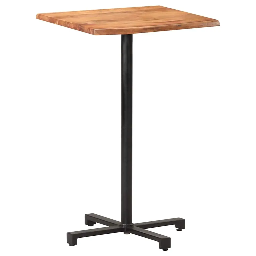 Bar Table Live Edge 60x60x110cm Solid Acacia Wood Black Powder-coated Iron Base