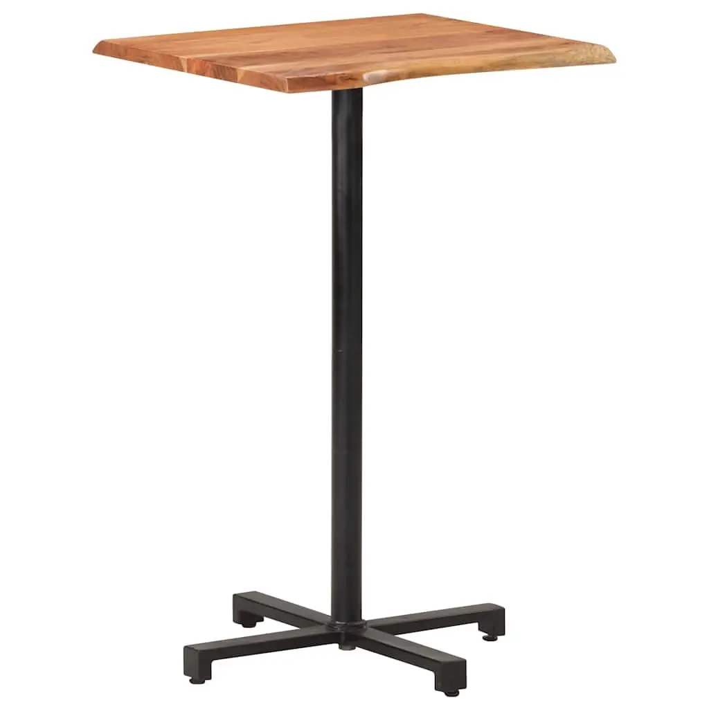 Bar Table Live Edge 60x60x110cm Solid Acacia Wood Black Powder-coated Iron Base