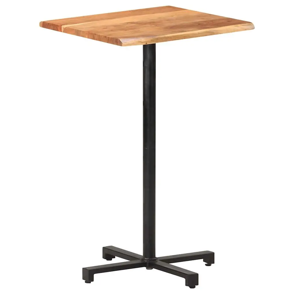 Bar Table Live Edge 60x60x110cm Solid Acacia Wood Black Powder-coated Iron Base