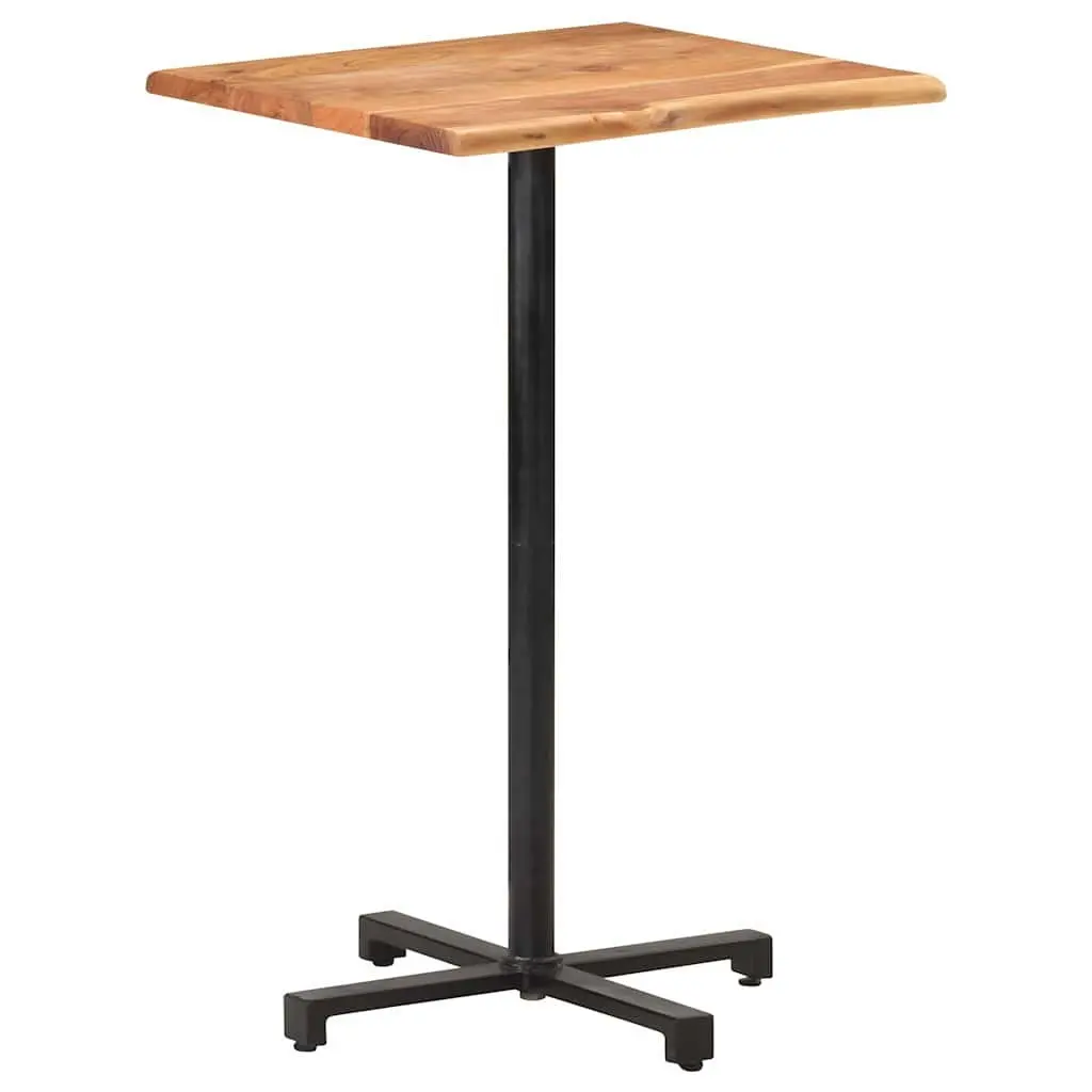 Bar Table Live Edge 60x60x110cm Solid Acacia Wood Black Powder-coated Iron Base