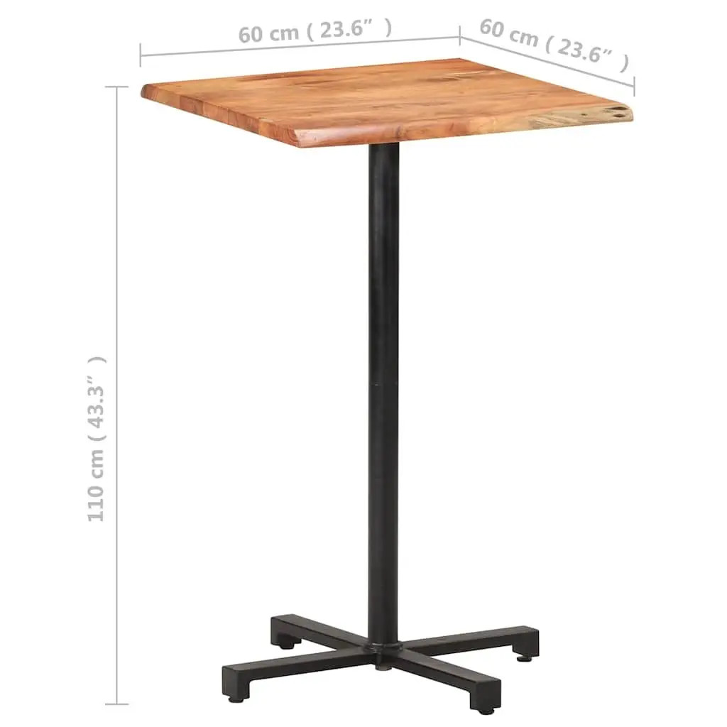 Bar Table Live Edge 60x60x110cm Solid Acacia Wood Black Powder-coated Iron Base